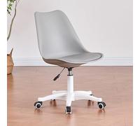 Clear Armless Acrylic Office Chair with Wheels - 360° Swivel Height Adjustable Ergonomic Vanity & Computer Chair - Modern Cute Rolling Desk Chair for Home & Office (Grey)