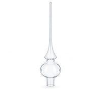 Clear Artisan Hand Crafted Mouth Blown Glass Christmas Tree Topper 11 Inches