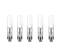 Clear Atomizer with 0.5ml Glass Tank, 2.0mm Intake Hole, Ceramic Mouthpiece for CBD Thick Oil, White, Pack of 5