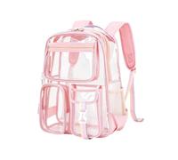 Clear Backpack for School, Heavy Duty Transparent Bookbag, See Through Backpacks for Stadium Event, Boys, Kids Clear Bag for College Work Travel Sport Festival Security Check (Pink)