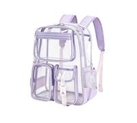 Clear Backpack for School, Heavy Duty Transparent Bookbag, See Through Backpacks for Stadium Event, Boys, Kids Clear Bag for College Work Travel Sport Festival Security Check (Purple)