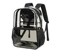 Clear Backpack, Heavy Duty Large Capacity PVC Transparent Backpack with Reinforced Straps, for Work Travel, black A, Classic