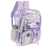 Clear Backpack Heavy Duty PVC Clear Bookbag 32x41x13cm Large Capacity Multi Pockets Lightweight See Through Backpack with Adjustable Straps for Men Women College Concerts Sports Stadium Events(Violet)