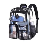 Clear Backpack,Lightweight Water Resistant Laptop Backpack Fits Laptop, Multi Compartment Anti-Theft Rucksack With Padded Shoulder Straps, Large Capacity Daypack For School College Work Travel，Black