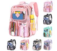 Clear Backpack,Lightweight Water Resistant Laptop Backpack Fits Laptop, Multi Compartment Anti-Theft Rucksack With Padded Shoulder Straps, Large Capacity Daypack For School College Work Travel