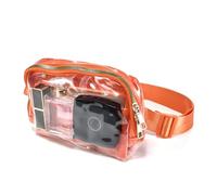 Clear Bag for Stadium Events, Clear Fanny Pack for Women, Stadium Crossbody Purse with Adjustable Strap, TPU Waist Pack for Concerts Sports Travelling Hiking Running, Orange, 7.9 x 5.5 x 2.4 inches