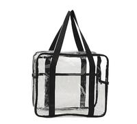 Clear Bag PVC Multifunctional Large Transparent Transparent Shoulder Handbag with Adjustable Strap for Swimming Work Commuting Gym Travel Black