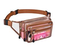 Clear Bag Stadium Approved Clear Fanny Pack for Women for Work,Multi-purpose Waist Bag for Travel & Sporting Event, Coffee-Brown, Pvc