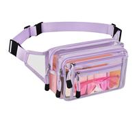Clear Bag Stadium Approved Clear Fanny Pack for Women for Work,Multi-purpose Waist Bag for Travel & Sporting Event, Light-Purple, Pvc