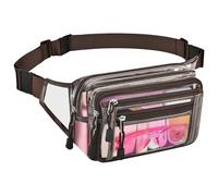 Clear Bag Stadium Approved Clear Fanny Pack for Women for Work,Multi-purpose Waist Bag for Travel & Sporting Event, Chocolate, Pvc