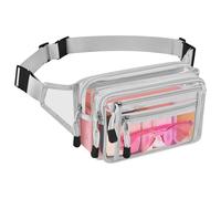 Clear Bag Stadium Approved Clear Fanny Pack for Women for Work,Multi-purpose Waist Bag for Travel & Sporting Event, Silver, Pvc