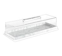 Clear Bakery Serving Tray with Marble Accent Perfect for Catering Event Easy Maintenance Dishwasher Safe Cake Stand Cupcake Serving Tray with Cover