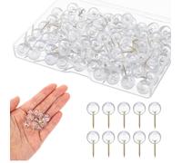 Clear Ball Push Pins, 100 PCS Drawing Pins with Storage Box, Decorative Thumb Tacks Plastic Round Head Push Pin for Bulletin Board Cork Board Maps Calendars Photos DIY Crafts Home & Office Decor