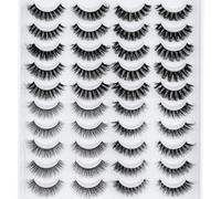 Clear Band Eyelashes, Russian Volume Fluffy Strip Lashes, 10 Pairs & 2 Natural Wispy D Curly False Eyelashes Look Like Extensions (HTAL06)