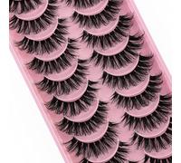 Clear Band Eyelashes Russian Volume Fluffy Strip Lashes 10 Pairs Natural Wispy D Curly False Eyelashes Look Like Extensions (HT77-6)