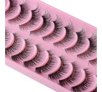 Clear Band Eyelashes Russian Volume Fluffy Strip Lashes 10 Pairs Natural Wispy D Curly False Eyelashes Look Like Extensions (HTZK130)