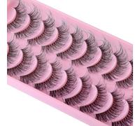 Clear Band Eyelashes Russian Volume Fluffy Strip Lashes 10 Pairs Natural Wispy D Curly False Eyelashes Look Like Extensions (HTZK142)