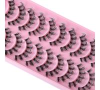 Clear Band Eyelashes Russian Volume Fluffy Strip Lashes 10 Pairs Natural Wispy D Curly False Eyelashes Look Like Extensions (HTZK141)