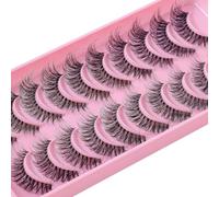 Clear Band Eyelashes Russian Volume Fluffy Strip Lashes 10 Pairs Natural Wispy D Curly False Eyelashes Look Like Extensions (HTZK129)