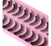 Clear Band Eyelashes Russian Volume Fluffy Strip Lashes 10 Pairs Natural Wispy D Curly False Eyelashes Look Like Extensions (HTZK143)