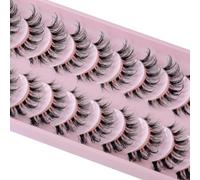 Clear Band Eyelashes Russian Volume Fluffy Strip Lashes 10 Pairs Natural Wispy D Curly False Eyelashes Look Like Extensions (HTZK80)