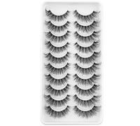 Clear Band False Eyelashes, D Curl, Russian Stripes, False Eyelashes, Manga Lashes, Natural Looking False Eyelashes That Look Like Individual Clusters, Wispy Mink Eye Lashes Pack (WDSJ22)