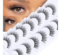 Clear Band Small Faux Mink Natural Look Cat Eye 13MM Short Fluffy 3D Light Volume Eyelash Pack 7 Pairs