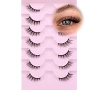 Clear Band Small Faux Mink Natural Look Cat Eye 13MM Short Fluffy 3D Light Volume Eyelash Pack 7 Pairs