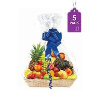 Clear Basket Bags, 5 Pack Large Clear Cellophane Wrap for Baskets & Gifts 35"x 43" 1.5 Mil Thick (5)