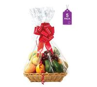 Clear Basket Bags, Large Clear Cellophane Wrap for Baskets & Gifts 24"x30" (5)