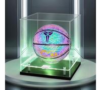 Clear Basketball Display Case with LED Lighted, Dust and UV Protection Acrylic Display Box for Signed Basketball Sports Collectibles Memorabilia Display
