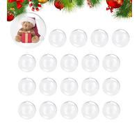 Clear Baubles, Christmas Tree Decorations, 5cm Glass Baubles to Fill Plastic Fillable Empty Acrylic Transparent Hanging Ornaments Balls for Craft Photo DIY Home New Year Xmas Party Supplies, 20 pcs