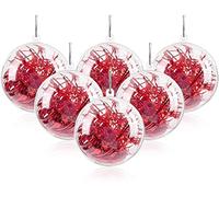 Clear Baubles Christmas Tree Decorations, Clear Fillable Baubles Clear Empty Plastic Baubles Hanging Ball Ornaments Christmas New Year Wedding Birthday Party Decorations (50, 80mm)