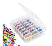 Clear Bead Storage Box - Rectangle Hinged, Lid Organizer, 30 Slot Jewelry Container, Lightweight Crafting Tray | For Clay Beads Buttons Sequins Earrings Screws DIY Art Assembly Creative Sorting