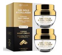 Clear Beauty 24K Gold & Collagen Day Night Moisturizer Set - Hydrating, Anti-Aging Cream, Natural Ingredients, Cruelty Free Korean Skin Care, All Skin Types - Value Pack