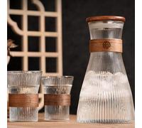 Clear Bedside Water Carafe,Glass Bottle,1.5 Liter Water Bottle with 2 Glasses 330 ml, Glass Bottle with lid,Silicone lid, for Nightstand, Bedroom Guest Room.