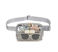 Clear Belt Bag Clear fanny pack stadium approved for Women Men with Adjustable Strap Clear Crossbody Bag Waist Bag for Concerts Sports Travelling Hiking Running, GREY, S, Fashion