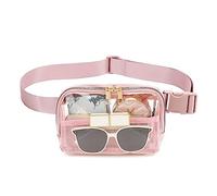 Clear Belt Bag Clear fanny pack stadium approved for Women Men with Adjustable Strap Clear Crossbody Bag Waist Bag for Concerts Sports Travelling Hiking Running, PINK, S, Fashion