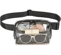 Clear Belt Bag Clear fanny pack stadium approved for Women Men with Adjustable Strap Clear Crossbody Bag Waist Bag for Concerts Sports Travelling Hiking Running, black-2, 8.7 x 2.6 x 5.9 inches,