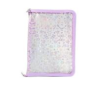 Clear Binder - 25x18x3cm Transparent Sticker Notebook | A5 PVC Binder | Tear-Off Pre-Adhesive Notebook | Zippered Planner Organizer | Sticker Booklet for Small Items Storage