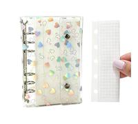 Clear Binder Cover - 7.5 Inch Transparent Covers For Loose Leaf Notebooks | PVC Budget Notebook Casing Heart Pattern | Project Plan Cover Double Closure Replaceable Case.
