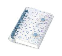 Clear Binder Cover, A7 Glitter Star Budget Planner Shell, 6 Ring Binder, for Organizer Folder Loose Leaf Journal Cash Envelopes Albums