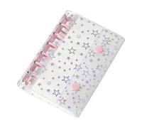 Clear Binder Cover | A7 Glitter Star Budget Planner Shell - Personal Notebook Shell - for Albums Journal Cash Envelopes Organizer Folder Loose Leaf