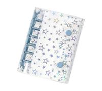 Clear Binder Cover - sSnap Button Glitter Star Protector, Six Ring Shell | A7 Transparent Budget Planner | Colorful Notebook Replacement Folder for Cash Envelopes Journal Albums