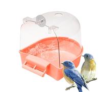 Clear Bird Bath For Cage - 13.5x13.5x12.6cm PP Blue/Orange/White/Green, Tub, Caged Shower Box | Perfect Parakeets, Conures, Budgies, Canaries, Accessories, Bathing Fun, Safe Play