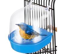 Clear Bird Bathing Tub For Cage, Wall-Mounted Bird Bath Box, Ideal For Cockatiel, Conure, Parakeet, Blue Color