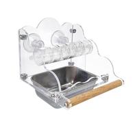 Clear Bird Feeder with Perch - Splash-Proof Anti-Slip Pet Supplies for Cockatiels, Lovebirds, Budgies, Parakeets, Cockatoos, and Parrots, Balcony and Indoor Garden Friendly, Easy-to-Clean, Me