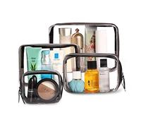 Clear Black Makeup Bags, 4pcs Cosmetic Makeup Bags Set TSA Approved Transparent Travel Toiletry Bag Waterproof Leakproof Carry On Airport Airline Cosmetic Organizer Pouch with Zipper for Women Men