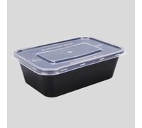 Clear/Black Takeaway Food Plastic Containers Microwave/Freezer Safe with Secure Lids Suitable for Rice, Curry, Salad, Desserts Multi-Purpose Use(750ml,50)