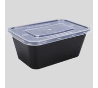 Clear/Black Takeaway Food Plastic Containers Microwave/Freezer Safe with Secure Lids Suitable for Rice, Curry, Salad, Desserts Multi-Purpose Use(1000ml,100)